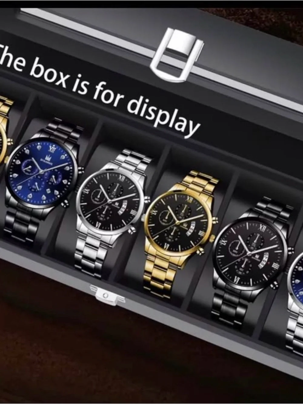 Men's Stainless Steel Chronograph Watch - Black and Gold Options